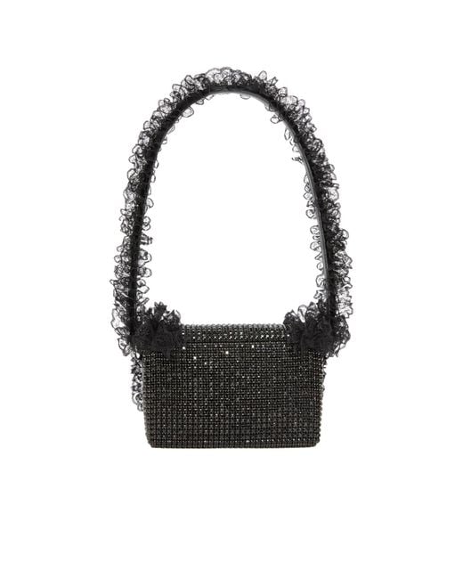 Self-Portrait Black Lace Detailed Embellished Shoulder Bag
