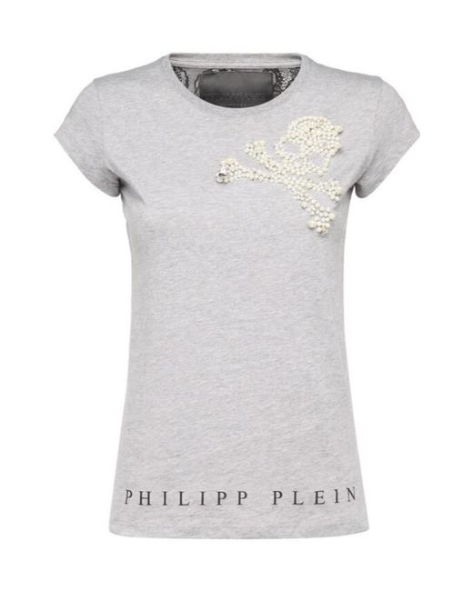 Philipp Plein Gray Logo Details T-Shirt