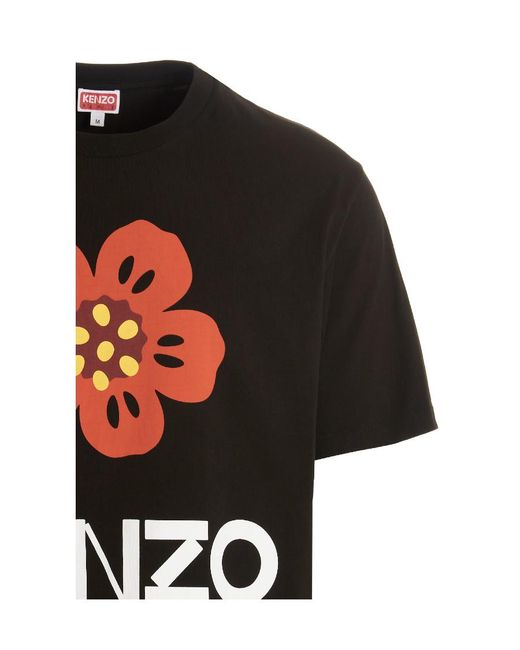 KENZO Black Boke Flower Printed Crewneck T-Shirt for men