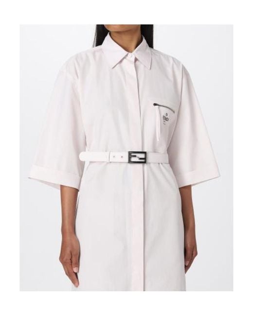 Fendi White Oversized Shirt Dress