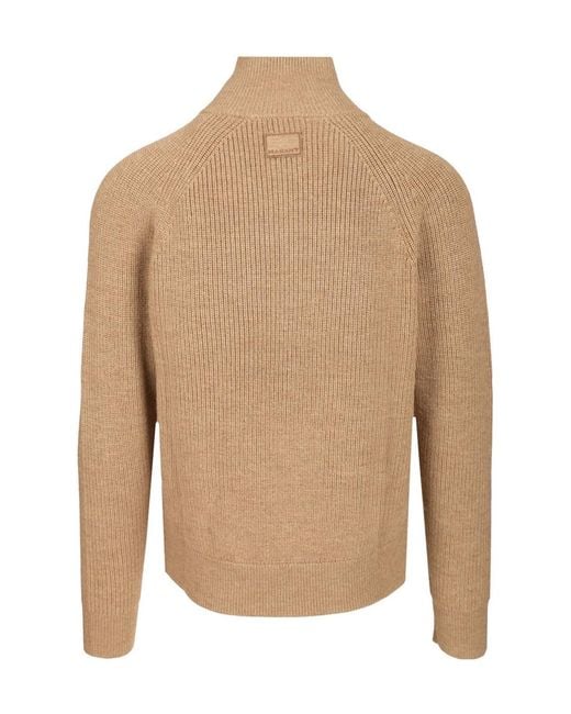 Isabel Marant Brown High-Neck Zipped Knit Cardigan for men