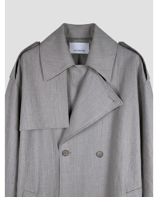 Frankie Shop Gray Long-Sleeved Trench Coat