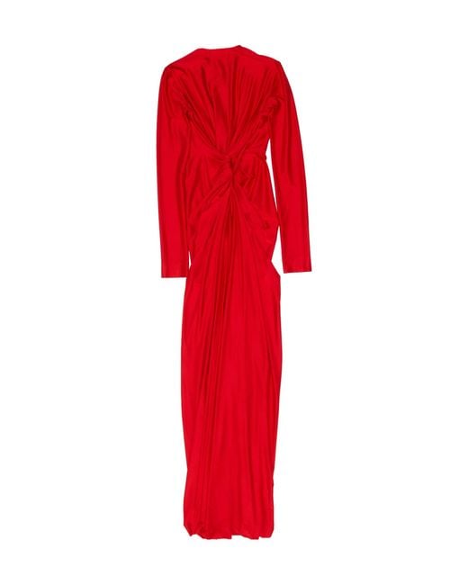 Victoria Beckham Red Cut-Out Draped Long Dress