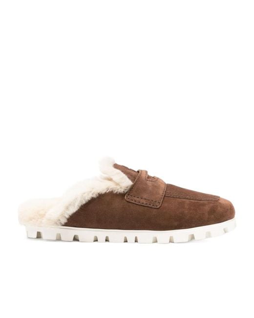 Miu Miu Brown Logo-Detailed Slippers