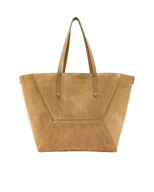 Brunello Cucinelli Natural Suede Tote Bag