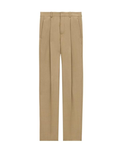 Saint Laurent Natural Wool Gabardine Trousers for men