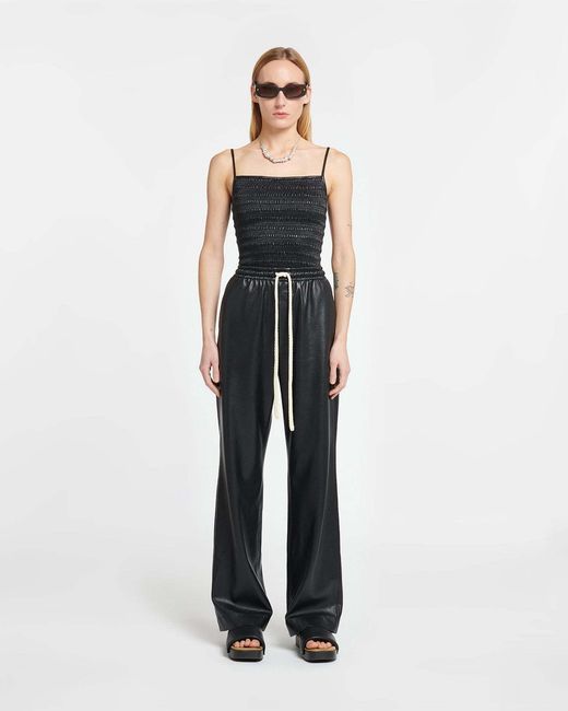 Nanushka Black Ruched Square-Neck Top