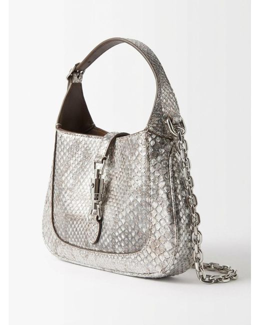 Gucci Gray Jackie 1961 Python Mini Bag