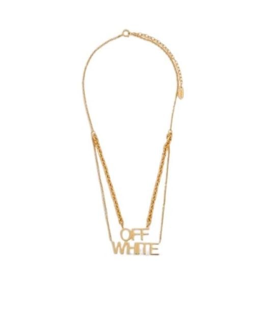 Off-White c/o Virgil Abloh Metallic Logo-Pendant Necklace