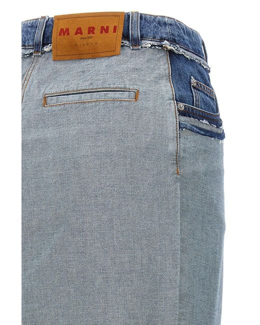 Marni Blue Denim Midi Skirt