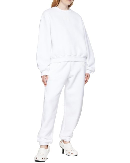 Alexander Wang White T By Logo Printed Crewneck Sweatshirt