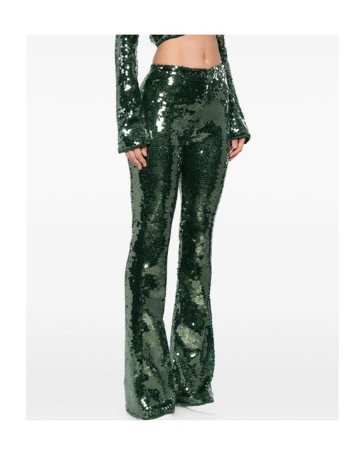 Oseree Green Sequined Details Casual Pants