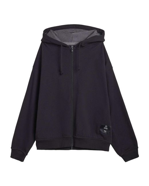 Y-3 Blue Minimal Zip-Up Hoodie for men