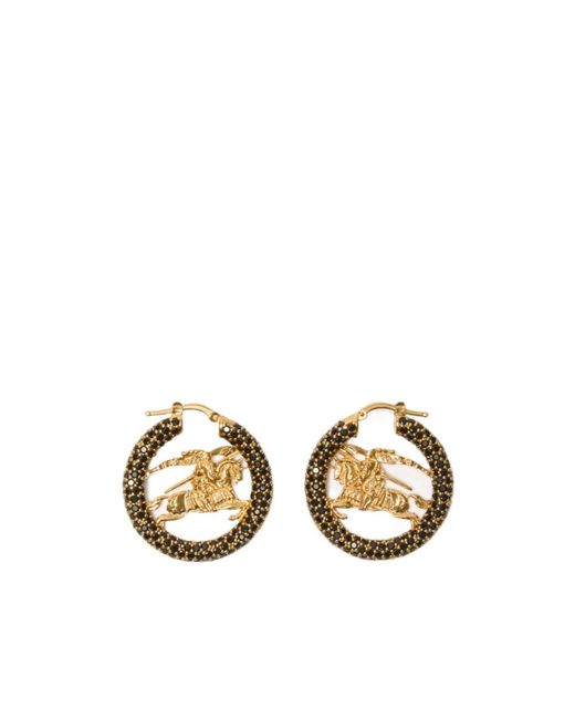 Burberry Metallic Knight Pavé Hoop Earrings