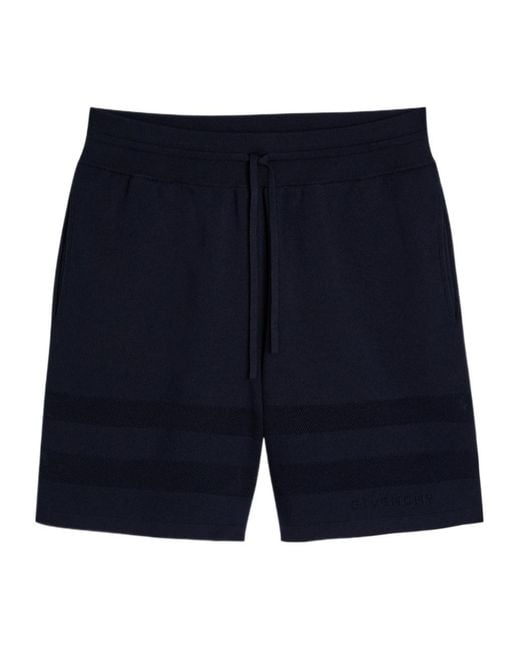 Givenchy Blue Textured Knit Cotton-Blend Shorts for men