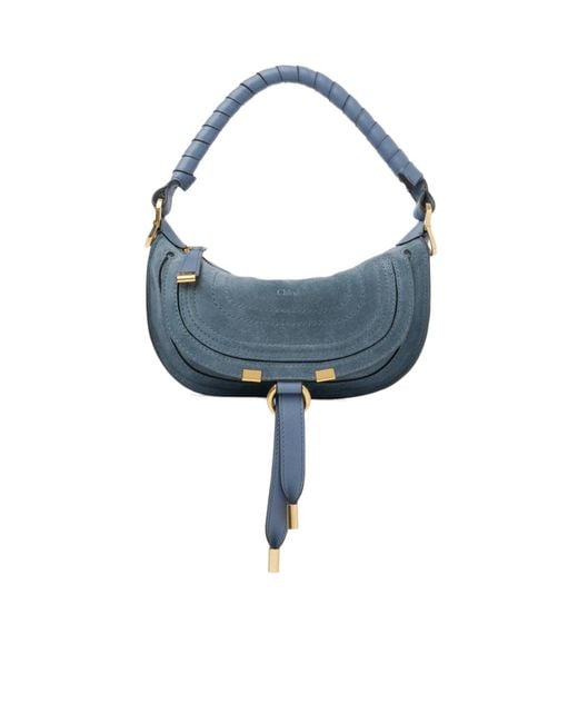Chloé Blue Chloé Mini Marcie Suede Shoulder Bag