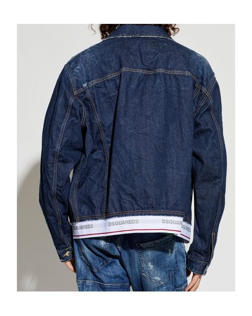 DSquared² Blue Buttoned Distressed Denim Jacket for men