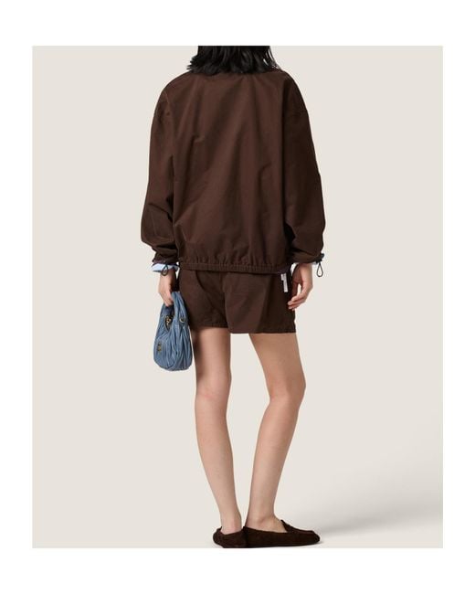 Miu Miu Brown Washed Gabardine Blouson Jacket
