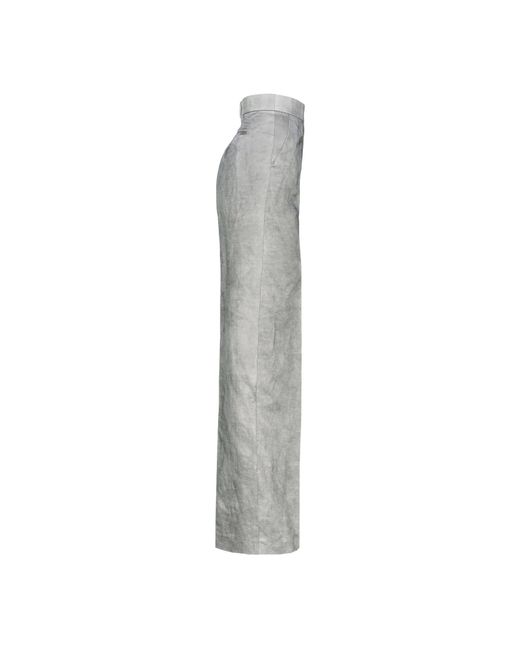 Pinko Gray Elegant Wide-Leg Satin Trousers