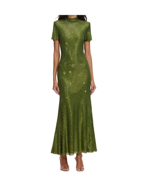 Self-Portrait Green Round Neck Dress