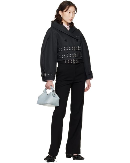 Ganni Black Logo Plaque Cropped Jacket