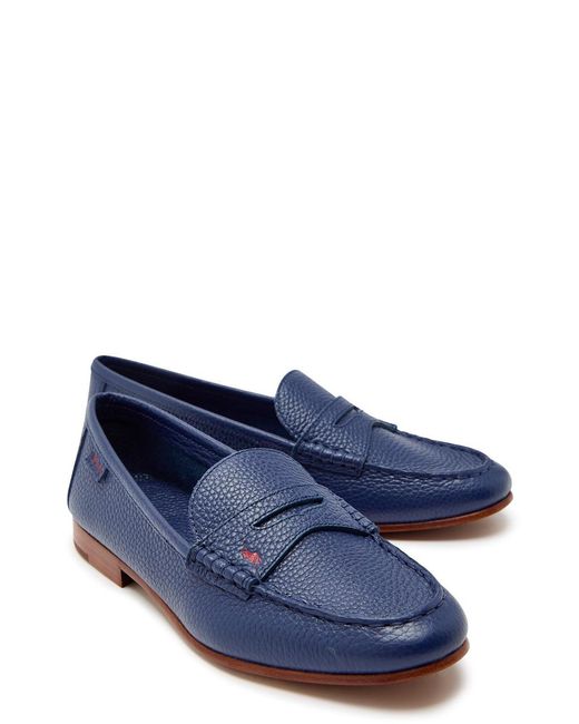 Polo Ralph Lauren Blue Logo Pebbled Leather Loafers