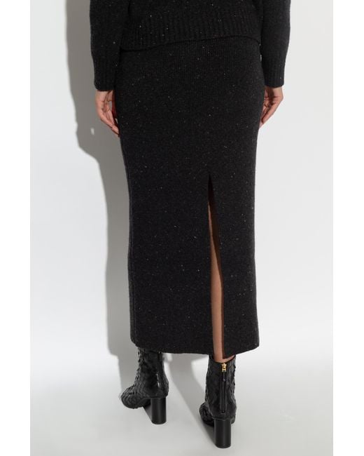 Bottega Veneta Black Lurex Detailed Knitted Skirt