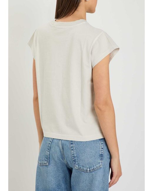 Agolde White Solid Color Cotton T-Shirt