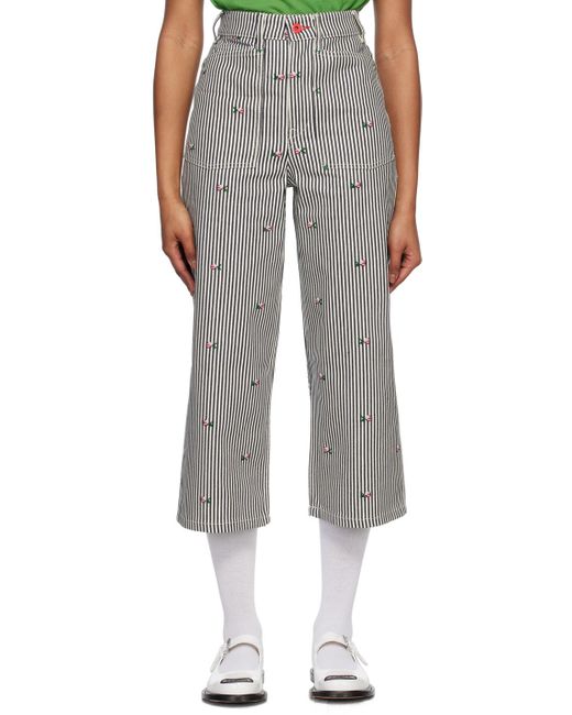 KENZO Gray Striped Wide-Leg Jeans