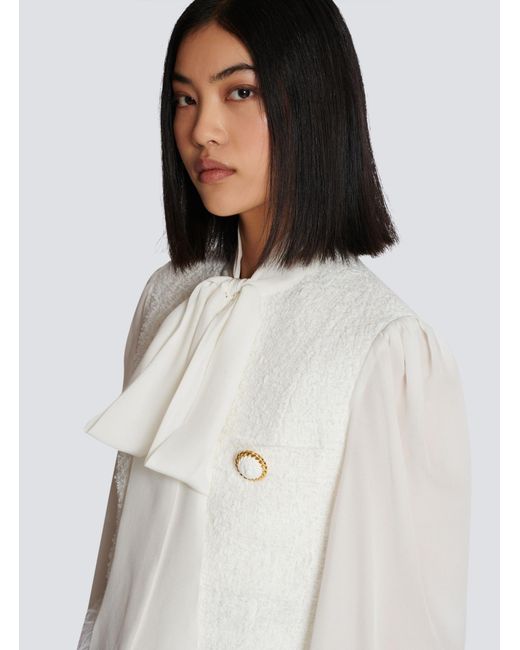 Balmain White Tweed Long Sleeved Jacket