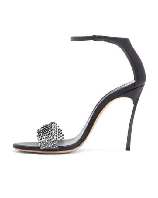 Casadei White Blade Twenties Crystal Heeled Sandals
