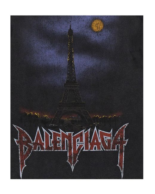 Balenciaga Black Paris Moon Vintage Oversized T-Shirt for men