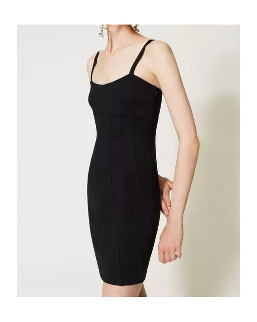 Twinset Black Shoulder-Strap Mini Dress
