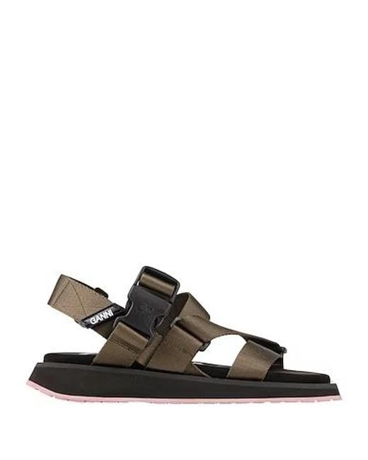 Ganni Black Brand Velcro Sandals