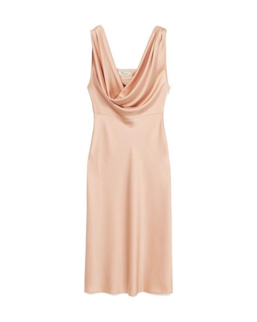 Blumarine Natural Draped Neck Midi Dress