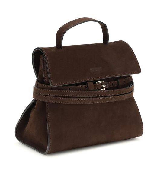 Moschino Brown Tie Me Logo Embossed Tote Bag