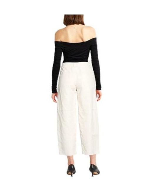 Max Mara White Elastic Boot-Shaped Pants