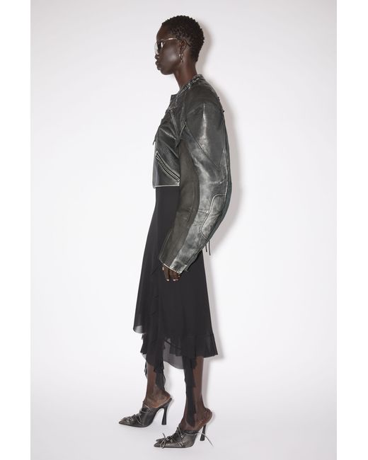 Acne Gray Patchwork Leather Jacket