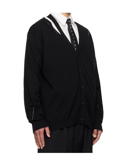 Yohji Yamamoto Black V-Neck Cardigan for men