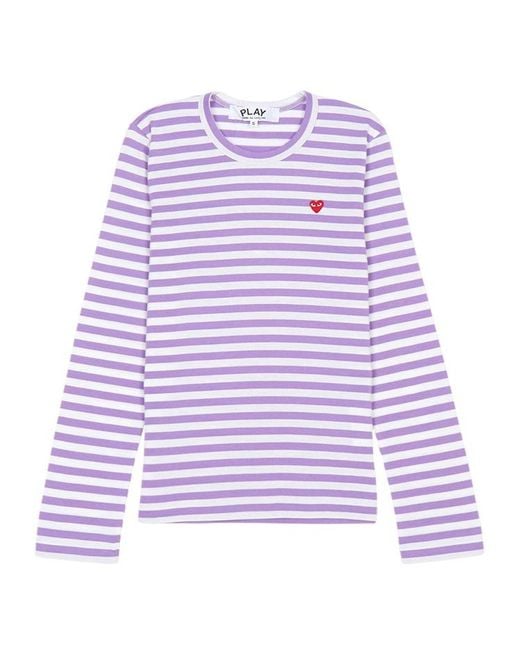 Comme des Garçons Purple Long-Sleeved Striped T-Shirt