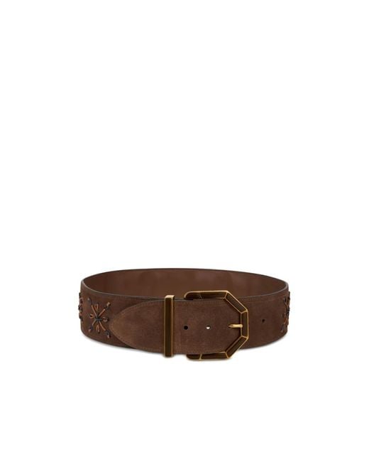 Etro Brown Suede Belt With Threading