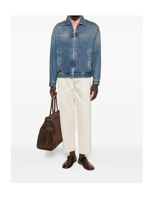 Prada Blue Zip-Up Denim Jacket for men