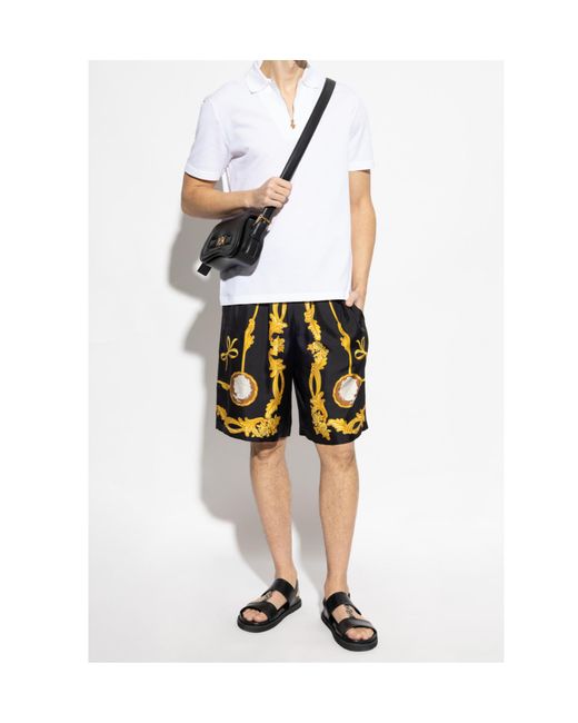 Versace White 1/4 Zipped Short-Sleeved Polo Shirt for men
