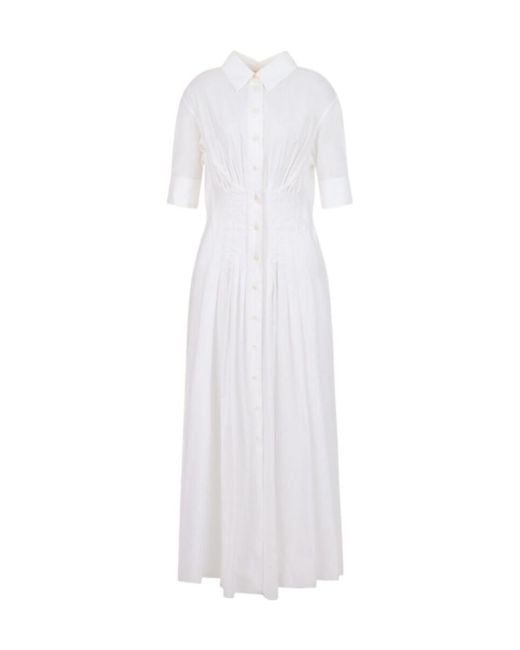 Marni White Gathered Poplin Shirt Dress