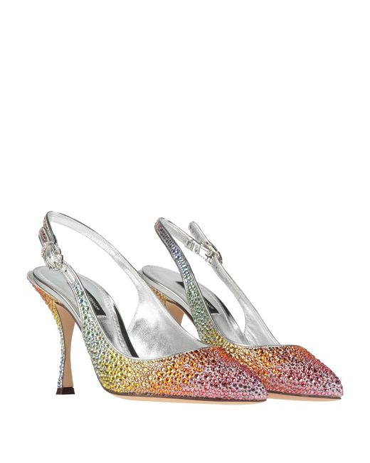 Dolce & Gabbana Metallic Colored Leather Mid-Heel Shoes