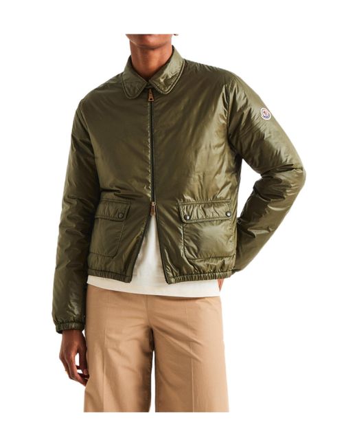 Moncler Green Glossy Lightweight Bomber Jacket