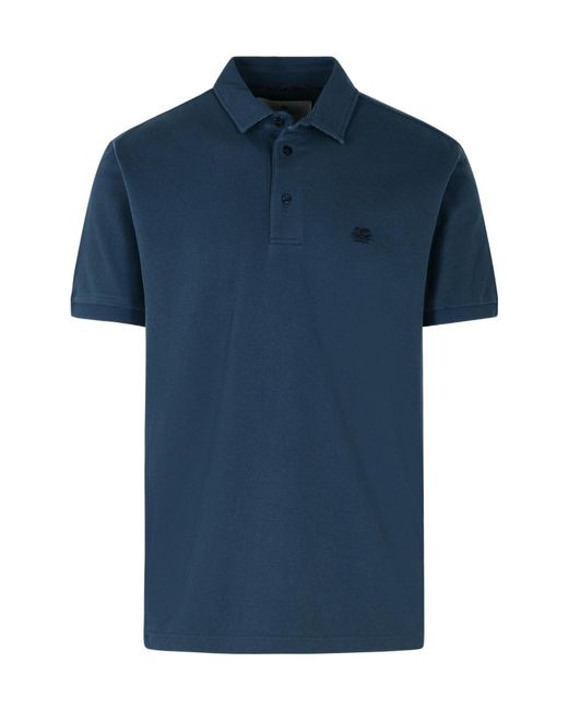 Etro Blue Logo Printed Crewneck T-Shirt for men