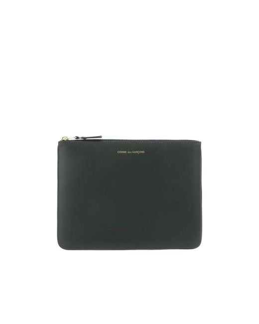 Comme des Garçons Black Comme Des Garçons Wallet Logo Detailed Zip-Up Pouch
