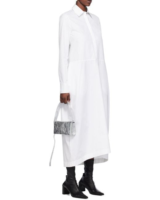 Jil Sander White Long-Sleeved Buttoned Mini Shirt Dress