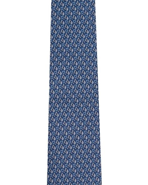 Ferragamo Blue Logo Pattern Tie for men